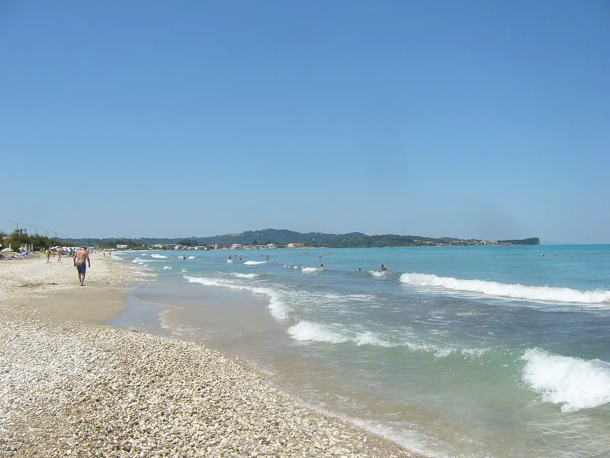 Acharavi Beach, Corfu, Acharavi, North Corfu, Ionian Islands - long pebble and sand beach in north corfu