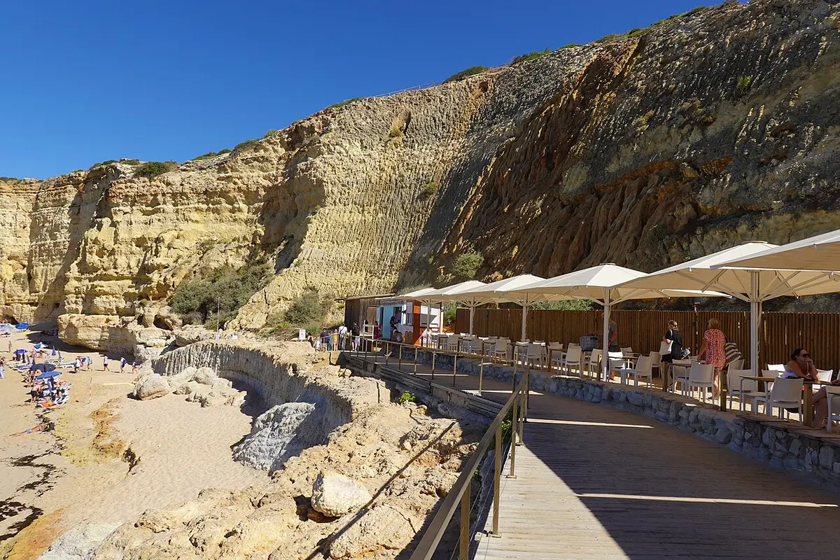 Praia da Albandeira, Lagoa, Algarve - small sandy cove under golden algarve cliffs
