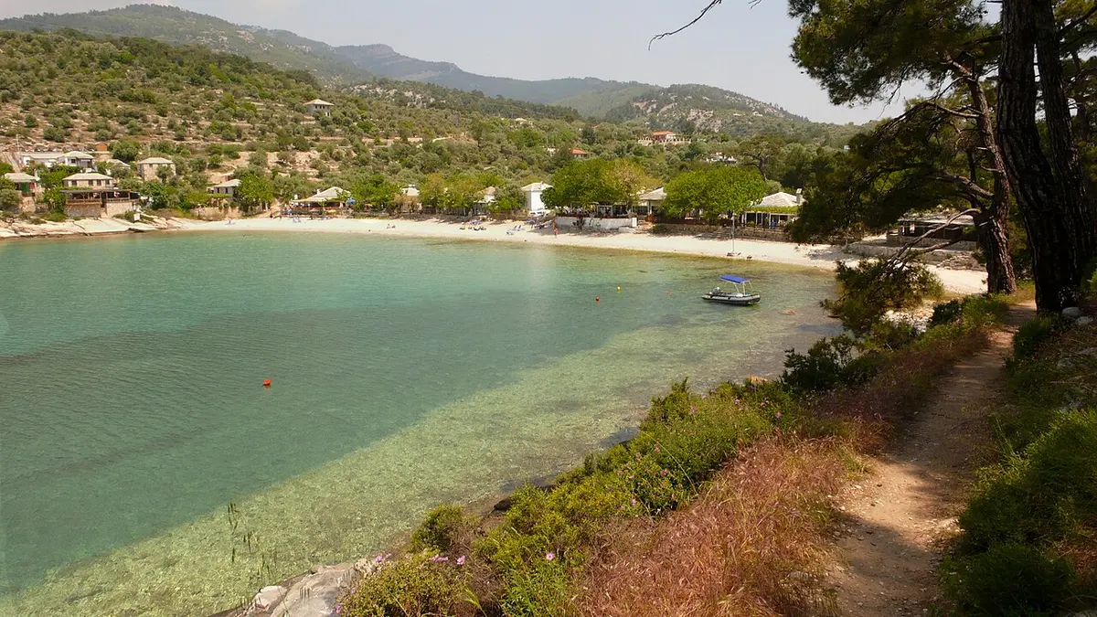 Aliki Beach, Thasos, Aliki, Thasos - two calm sandy bays on a pine peninsula with ancient quarries