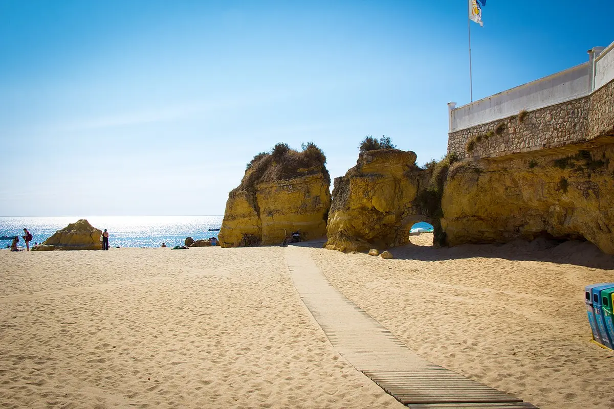 Praia da Batata, Lagos, Batata, Lagos, Algarve - town beach below the fort and old walls of lagos