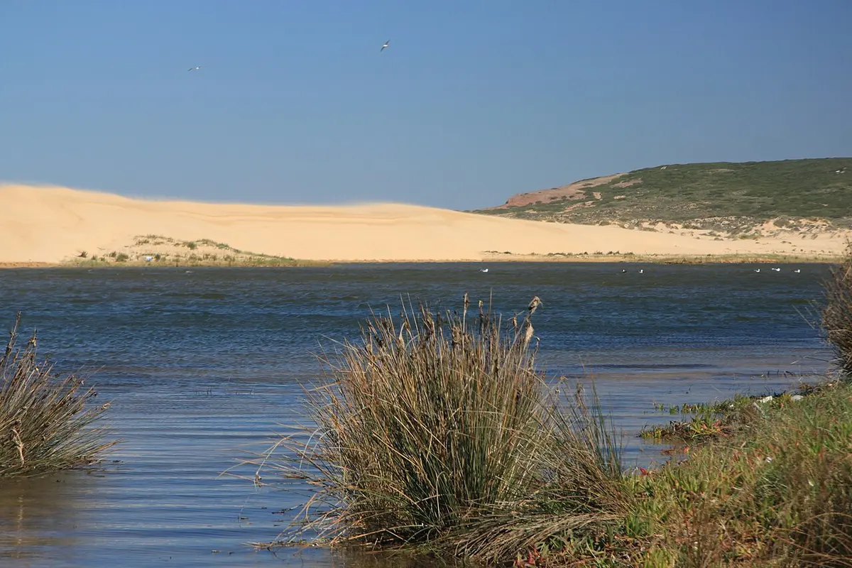 Praia da Bordeira, Carrapateira, Algarve - wild atlantic beach with a tidal lagoon