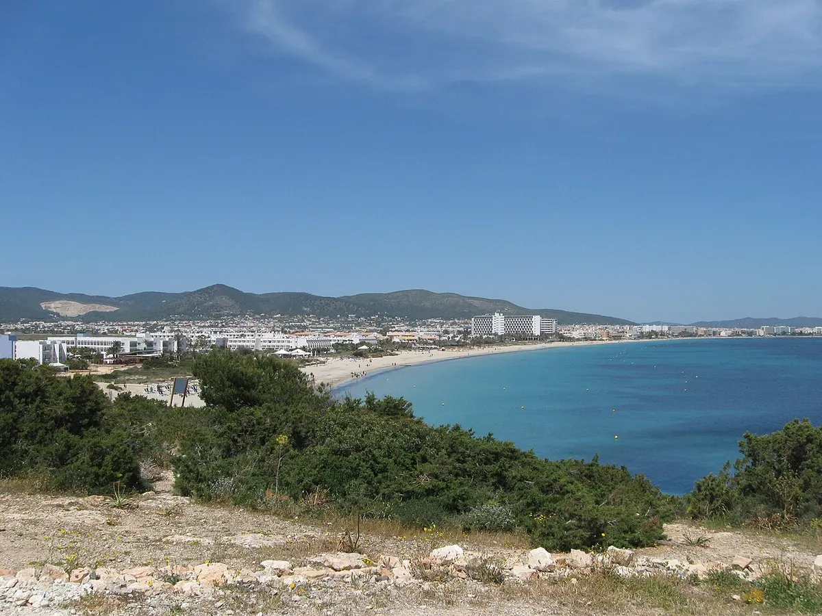Playa d en Bossa, Ibiza, Playa d en Bossa, Ibiza - ibiza longest sandy beach with beach clubs and lively bars