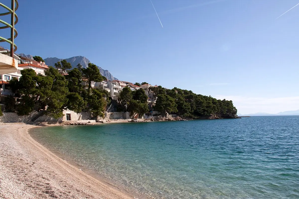 Punta Rata Beach, Brela, Makarska Riviera - pebble beach with pines on the makarska riviera