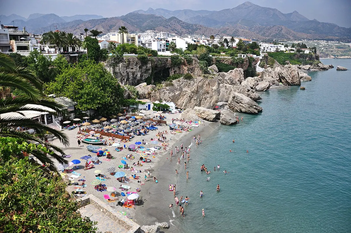 Playa de Calahonda, Nerja, Costa del Sol, Andalusia - town cove below the balcon de europa
