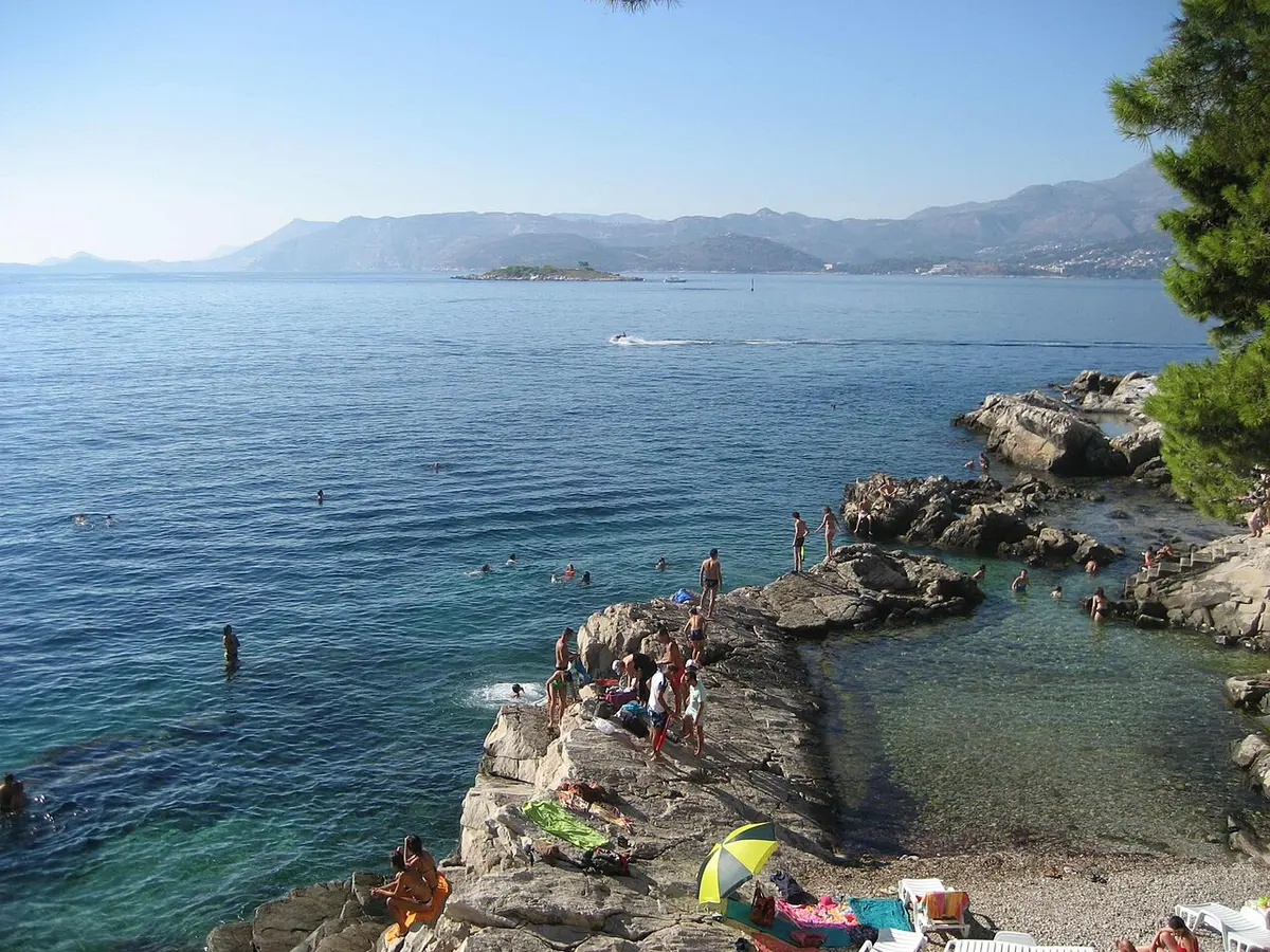 Cavtat Beach, Cavtat, Dubrovnik Riviera - rocky coast with sea swimming south of dubrovnik