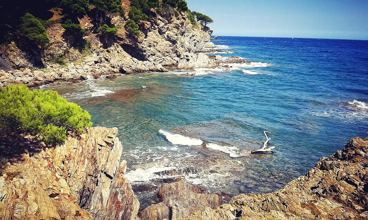 Cerbere Beach, Pyrenees-Orientales, Cerbere, Pyrenees-Orientales - pebble cove under steep hills at the spanish border