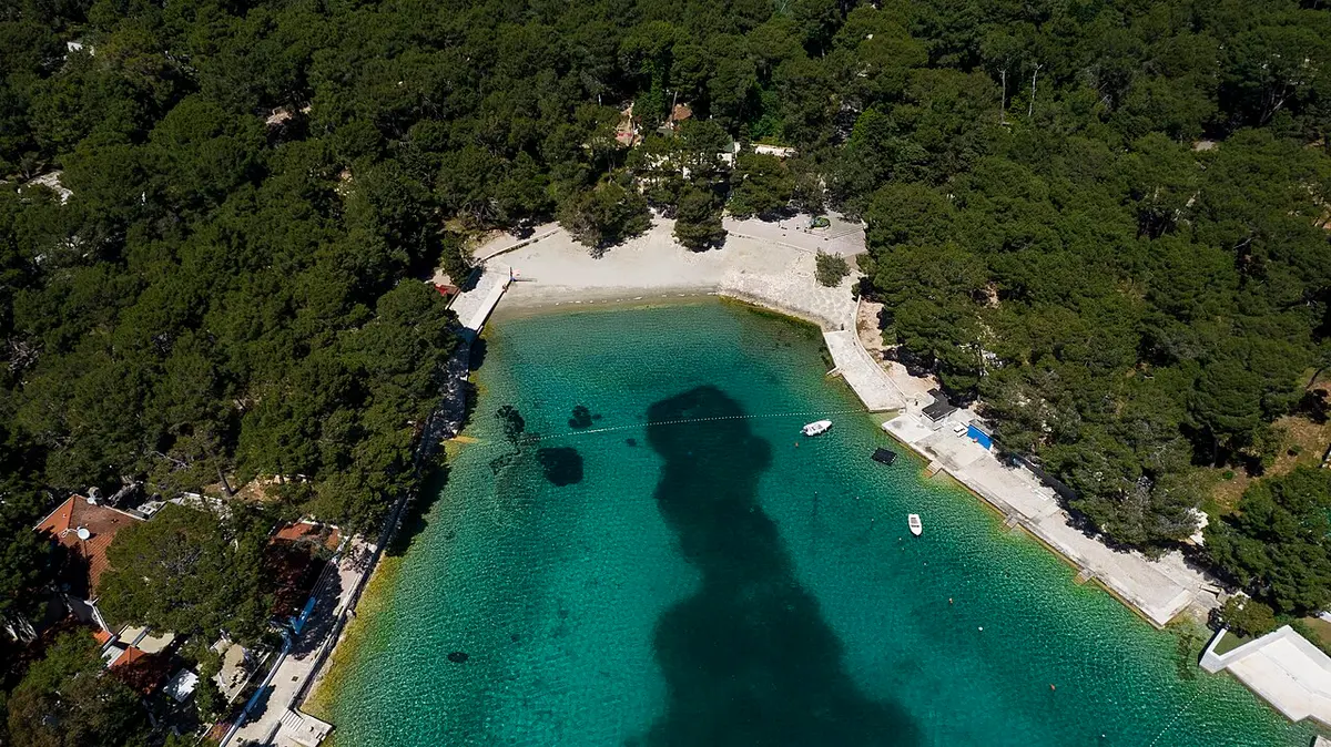 Cikat Bay, Losinj, Cikat, Mali Losinj, Losinj - pine-shaded bay with clear water on losinj