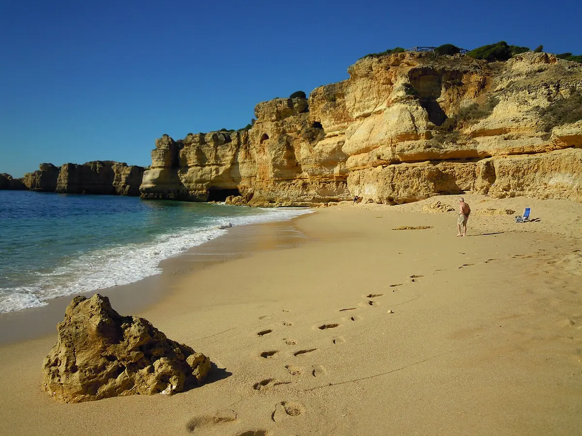Praia da Coelha, Albufeira, Algarve - golden sand below algarve cliffs