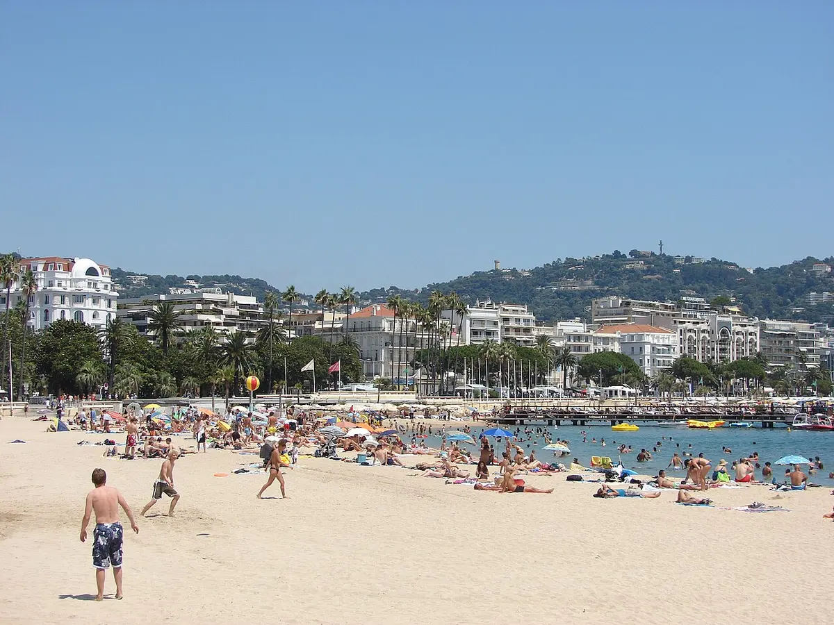 Plage de la Croisette, Cannes, French Riviera - palm-lined promenade and sandy beaches in cannes