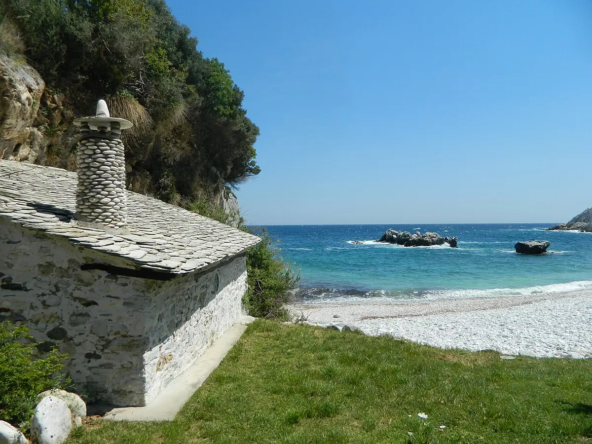 Damouchari Beach, Pelion, Damouchari, Pelion, Magnesia - tiny pebble cove below green hills on the pelion coast