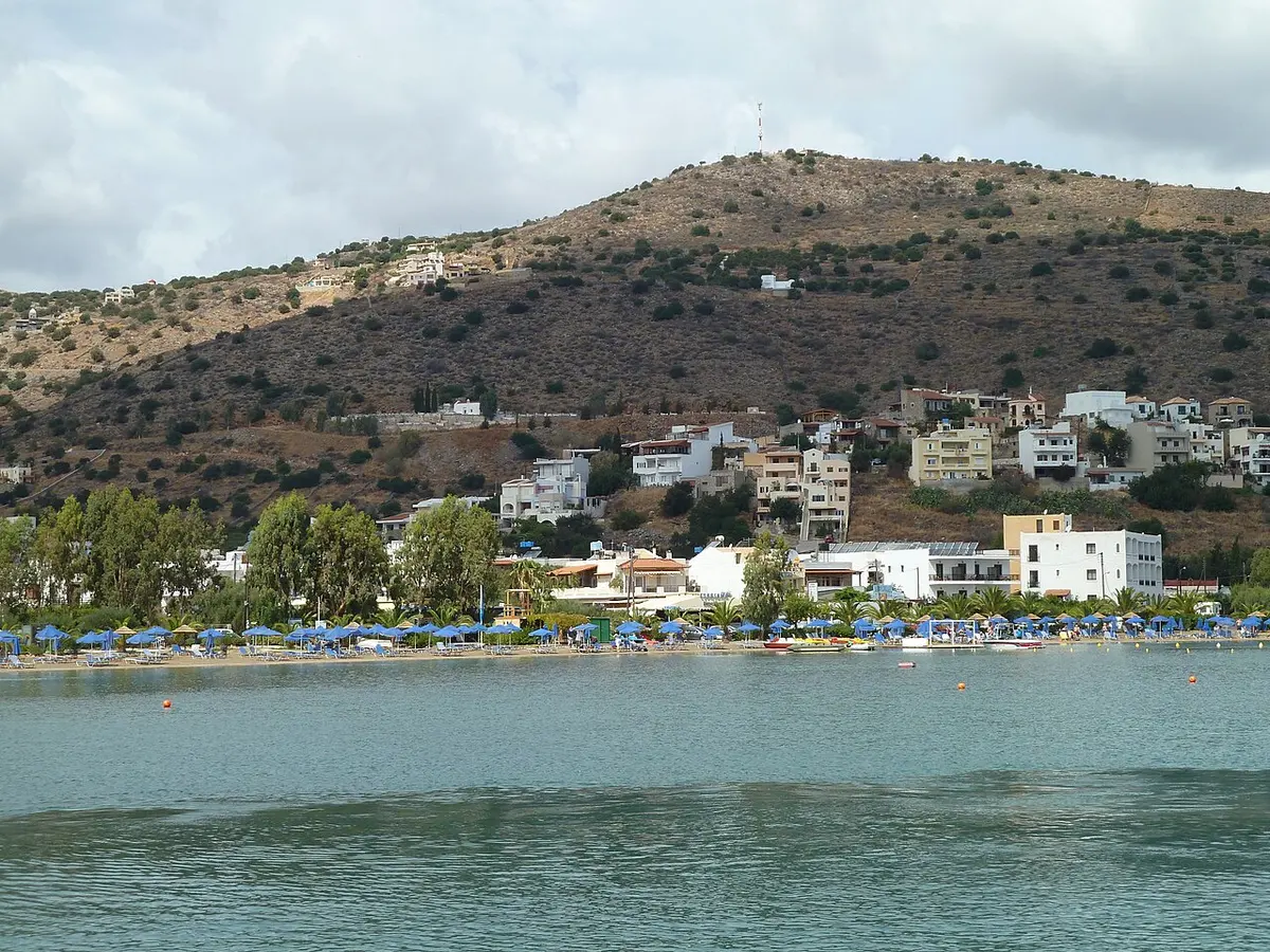 Elounda Beach, Crete, Elounda, Lasithi, Crete - calm bay beside a pretty harbour town