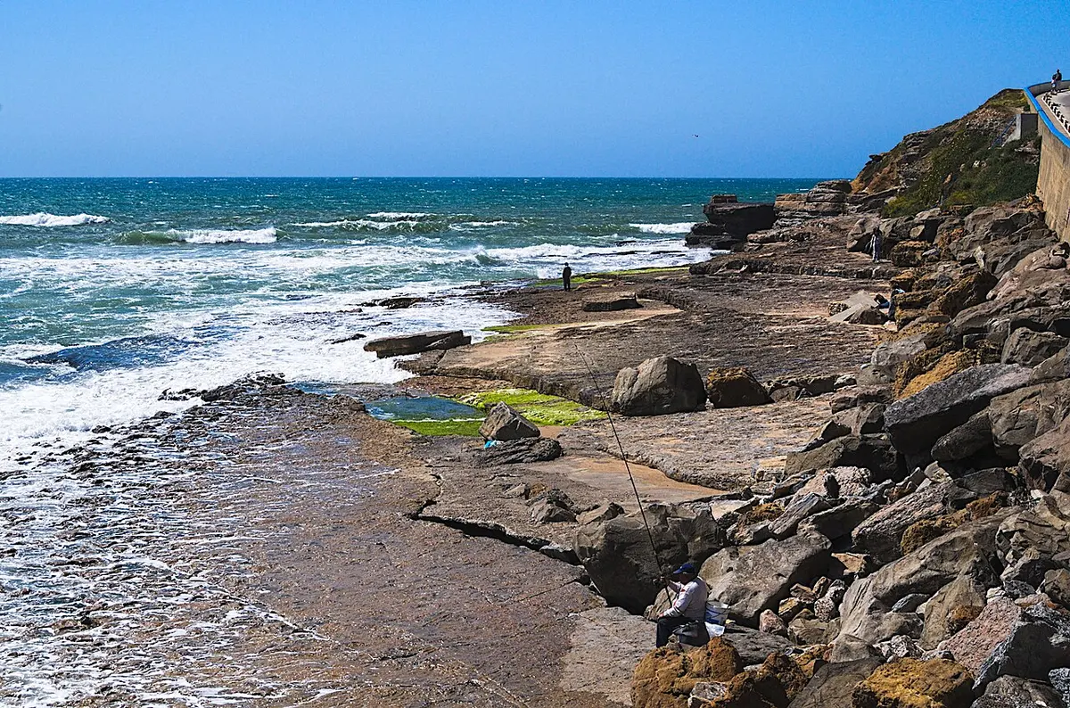 Praia do Algodio, Ericeira, Ericeira, Mafra, Lisbon coast - small sand and rock beach in a surf village near lisbon