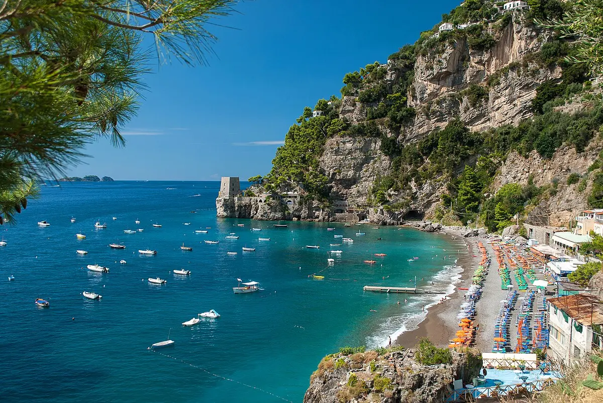 Fornillo Beach, Positano, Fornillo, Positano, Amalfi Coast - quieter pebble beach on the amalfi coast beside positano