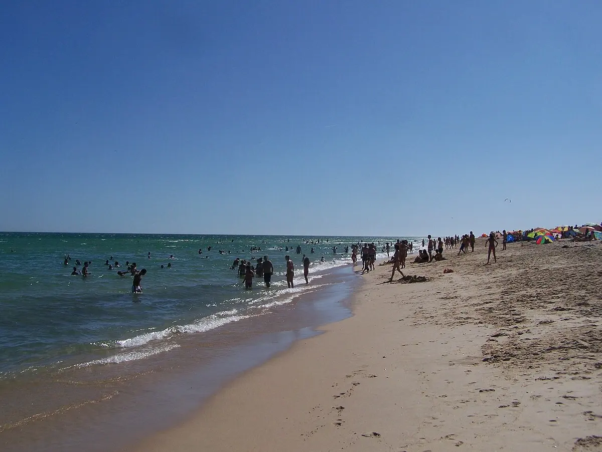Praia da Fuseta, Algarve, Fuseta, Olhao, Algarve - long sandy island beach reached by a short ferry in the eastern algarve