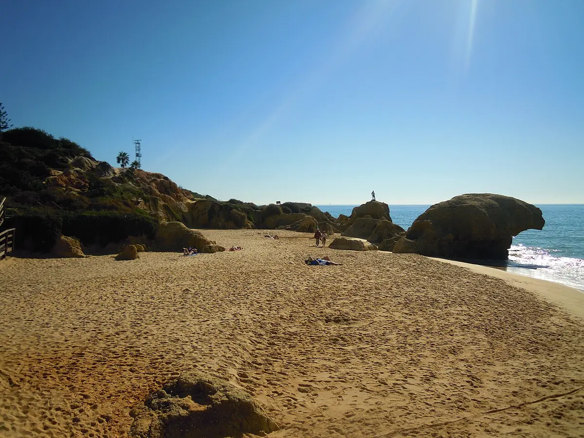Praia da Gale, Albufeira, Gale, Albufeira, Algarve - long golden beach with calm water west of albufeira