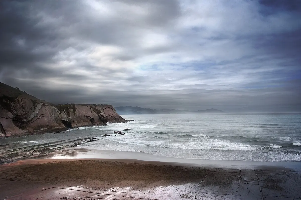 Itzurun Beach, Zumaia, Gipuzkoa, Basque Country - golden cove beside the zumaia flysch cliffs