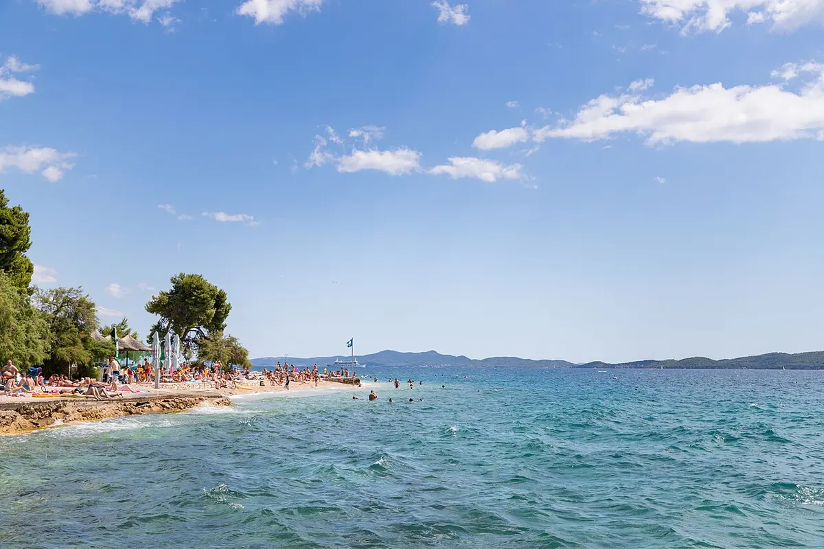 Kolovare Beach, Zadar, Kolovare, Zadar, Dalmatia - city beach of sand and fine pebbles beside zadar old town