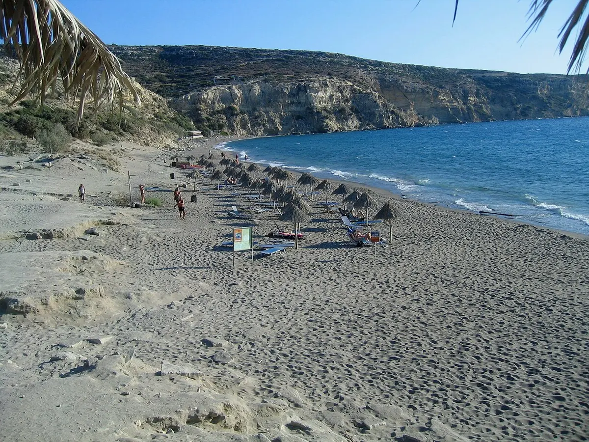 Kommos Beach, Crete, Kommos, near Matala, south Crete - long golden beach beside a minoan harbour site