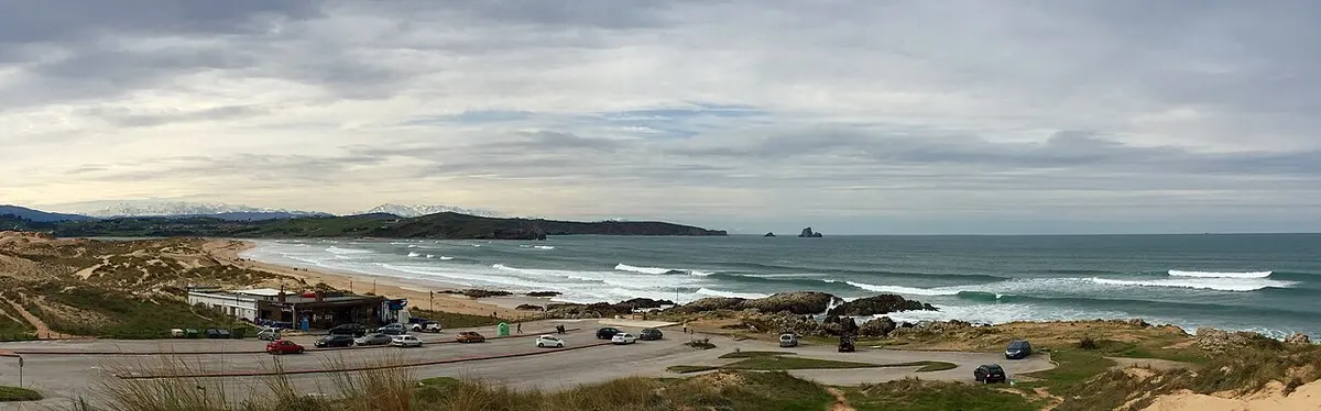 Playa de Liencres, Cantabria, Liencres, Pielagos, Cantabria - dune beach with surf and a pine forest near santander