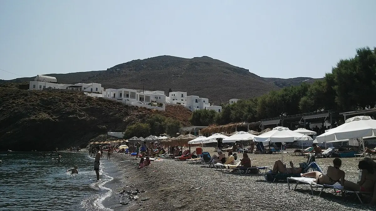 Livadi Beach, Astypalaia, Livadi, Astypalaia, Dodecanese - pebble beach below the whitewashed chora of astypalaia