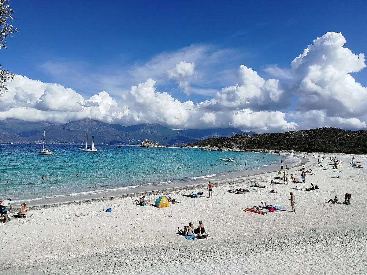Plage du Lotu, Corsica, Desert des Agriates, Corsica - remote white-sand beach in the agriates desert of north corsica