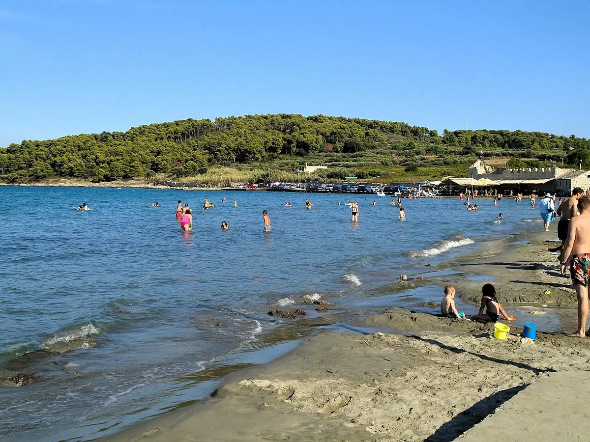 Bilin Zal Beach, Lumbarda, Lumbarda, Korcula - shallow sandy cove at the east end of korcula