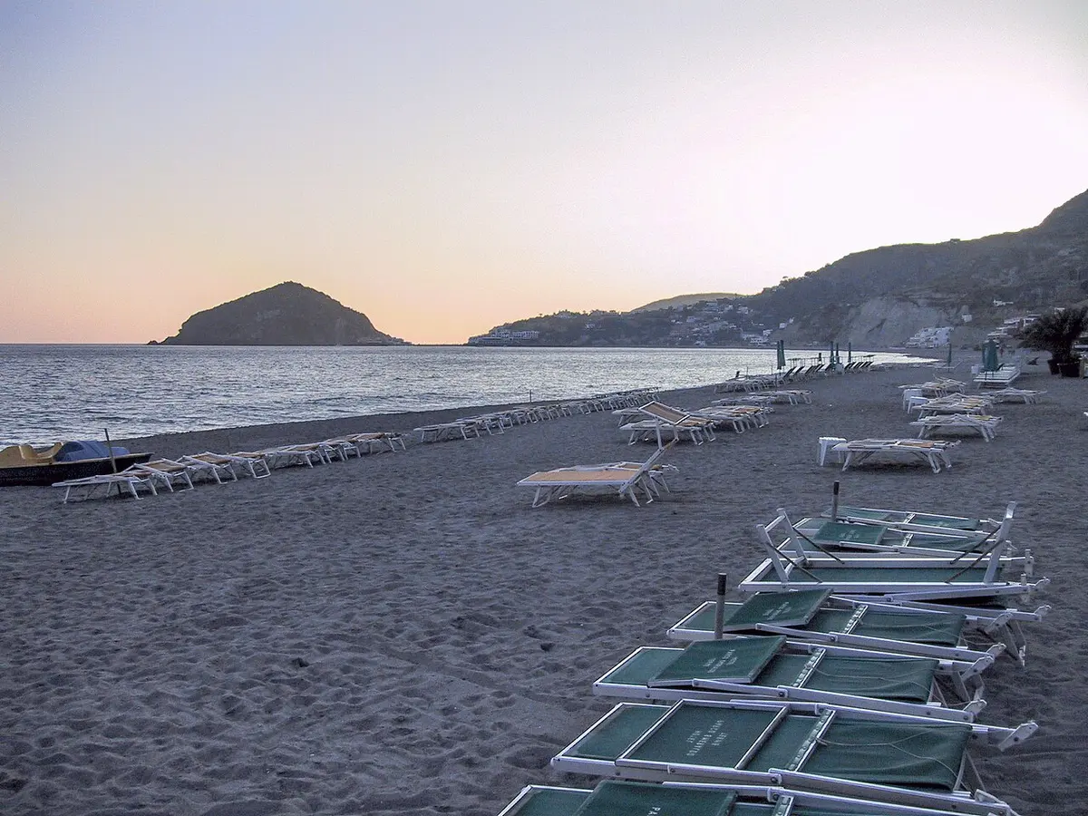 Spiaggia dei Maronti, Ischia, Campania - long dark-sand beach on the south coast of ischia