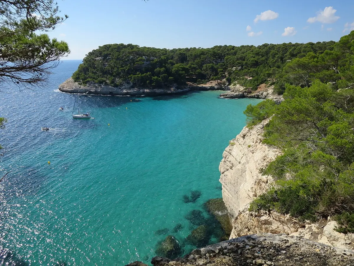 Cala Mitjana, Ciutadella, Menorca - pine-framed cove on menorca south coast