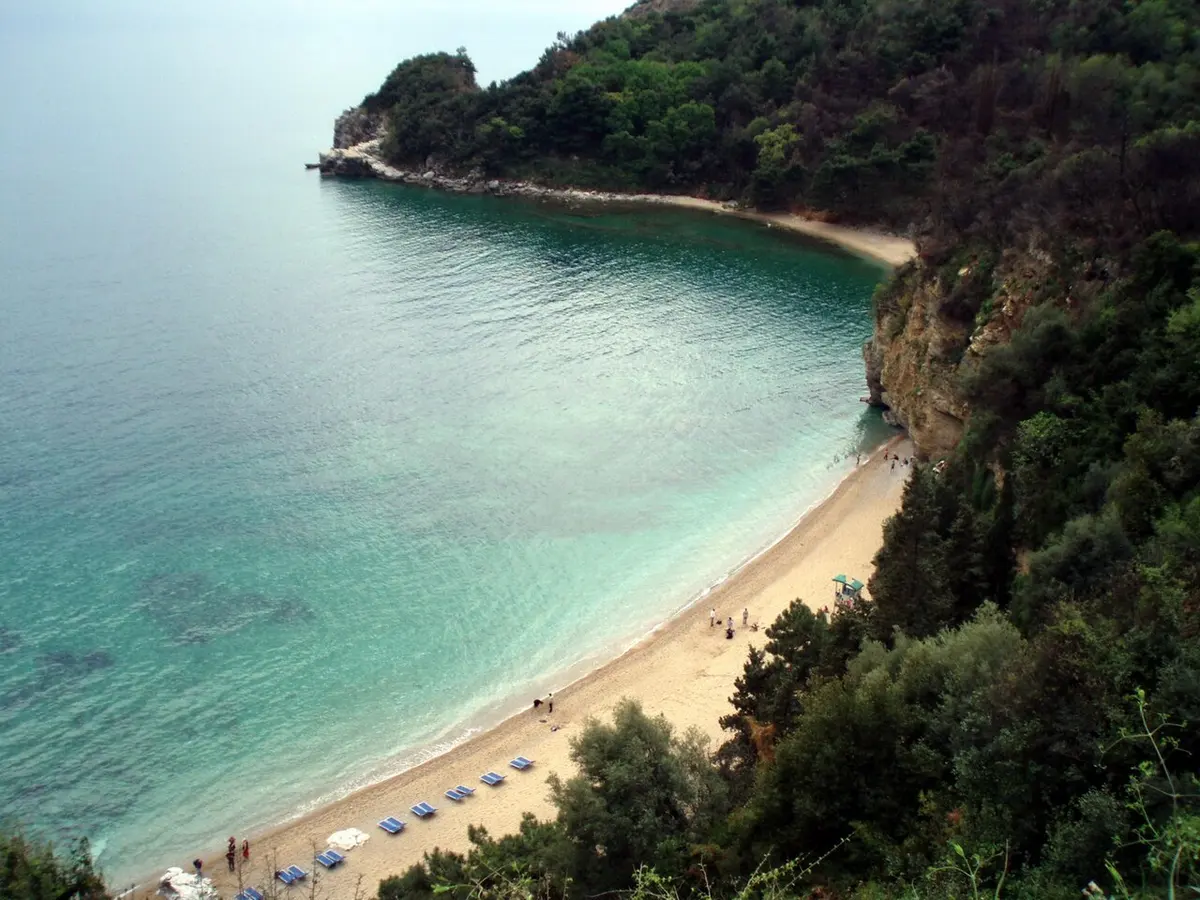 Mogren Beach, Budva, Montenegro - twin coves joined by a path next to budva old town