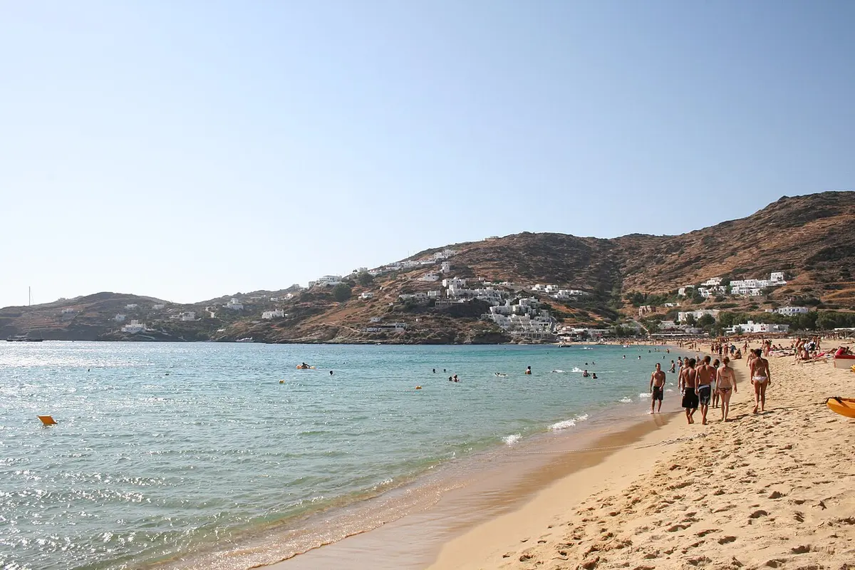 Mylopotas Beach, Mylopotas, Ios, Cyclades - lively golden bay with beach bars on ios