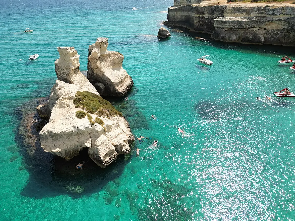 Torre dell'Orso Beach, Melendugno, Puglia - sandy salento bay beside the two sisters stacks