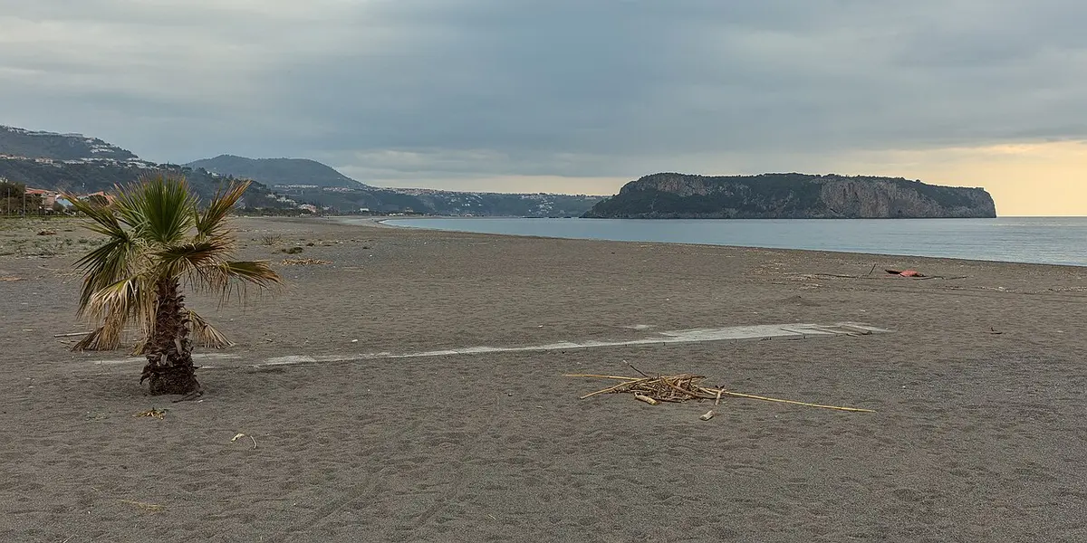 Praia a Mare Beach, Calabria, Praia a Mare, Cosenza, Calabria - long beach facing the island of dino on the tyrrhenian coast