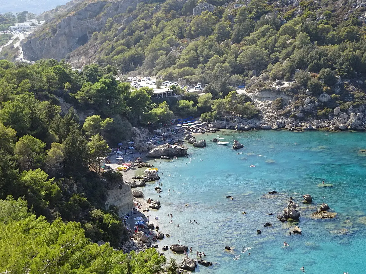Anthony Quinn Bay, Rhodes, Dodecanese - clear turquoise cove near faliraki on rhodes