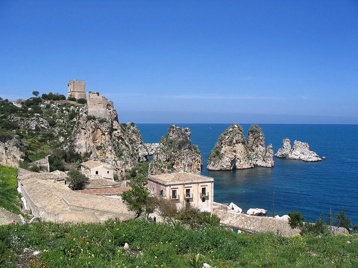 Tonnara di Scopello, Scopello, Castellammare del Golfo, Sicily - small cove with sea stacks and an old tuna fishery