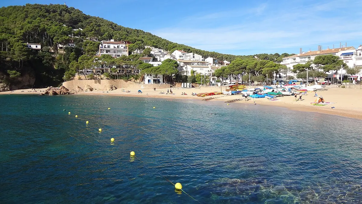 Tamariu Beach, Tamariu, Palafrugell, Costa Brava - small golden-sand cove on the costa brava