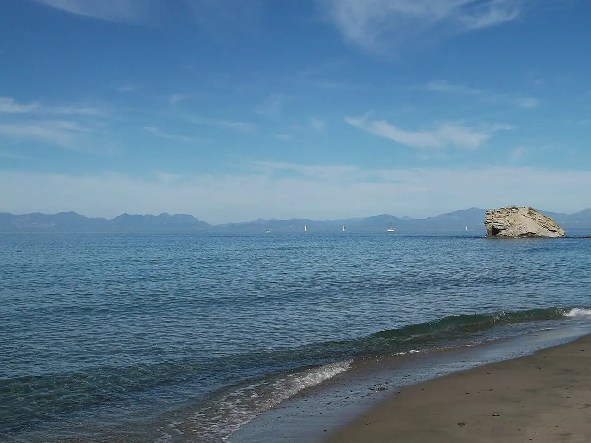 Trentova Beach, Agropoli, Trentova, Agropoli, Salerno, Campania - long sandy beach south of agropoli in the cilento