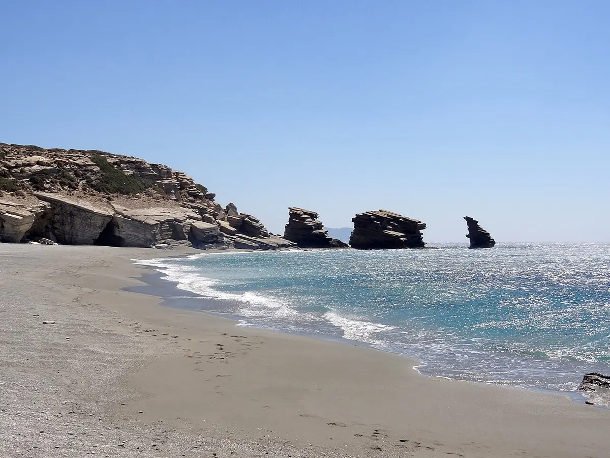 Triopetra Beach, Rethymno, South Crete - long south-coast beach with three rock formations