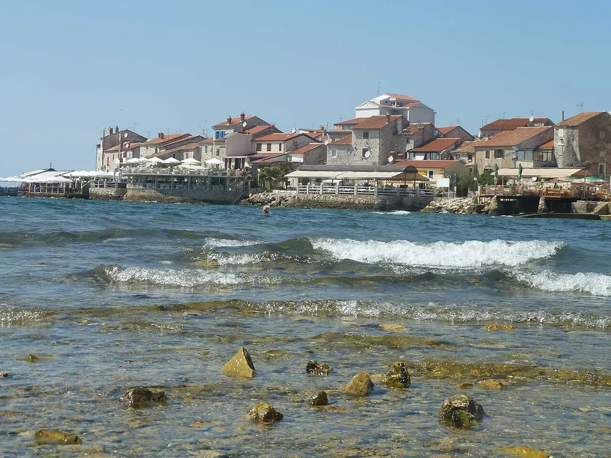 Umag Beach, Umag, Istria - old town peninsula with pebble and rock beaches