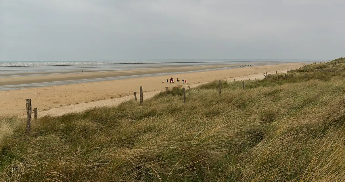 Utah Beach, Normandy, Sainte-Marie-du-Mont, Normandy - d-day landing beach with wide flat sand in normandy