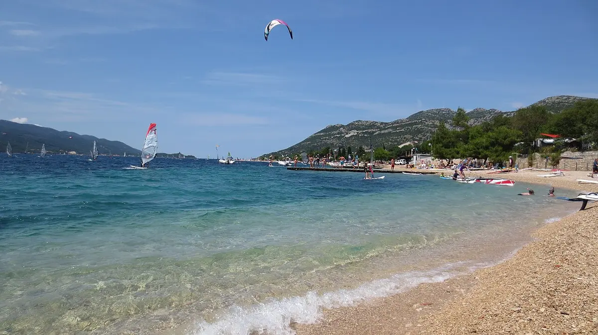 Viganj Beach, Peljesac, Viganj, Peljesac, Dubrovnik-Neretva - pebble beach and windsurf village on the korcula channel