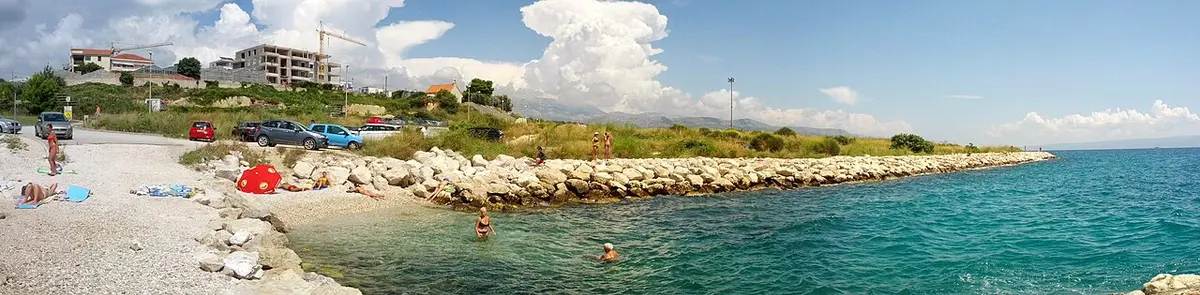 Znjan Beach, Split, Znjan, Split, Split-Dalmatia - pebble city beach with clear water on the split coast